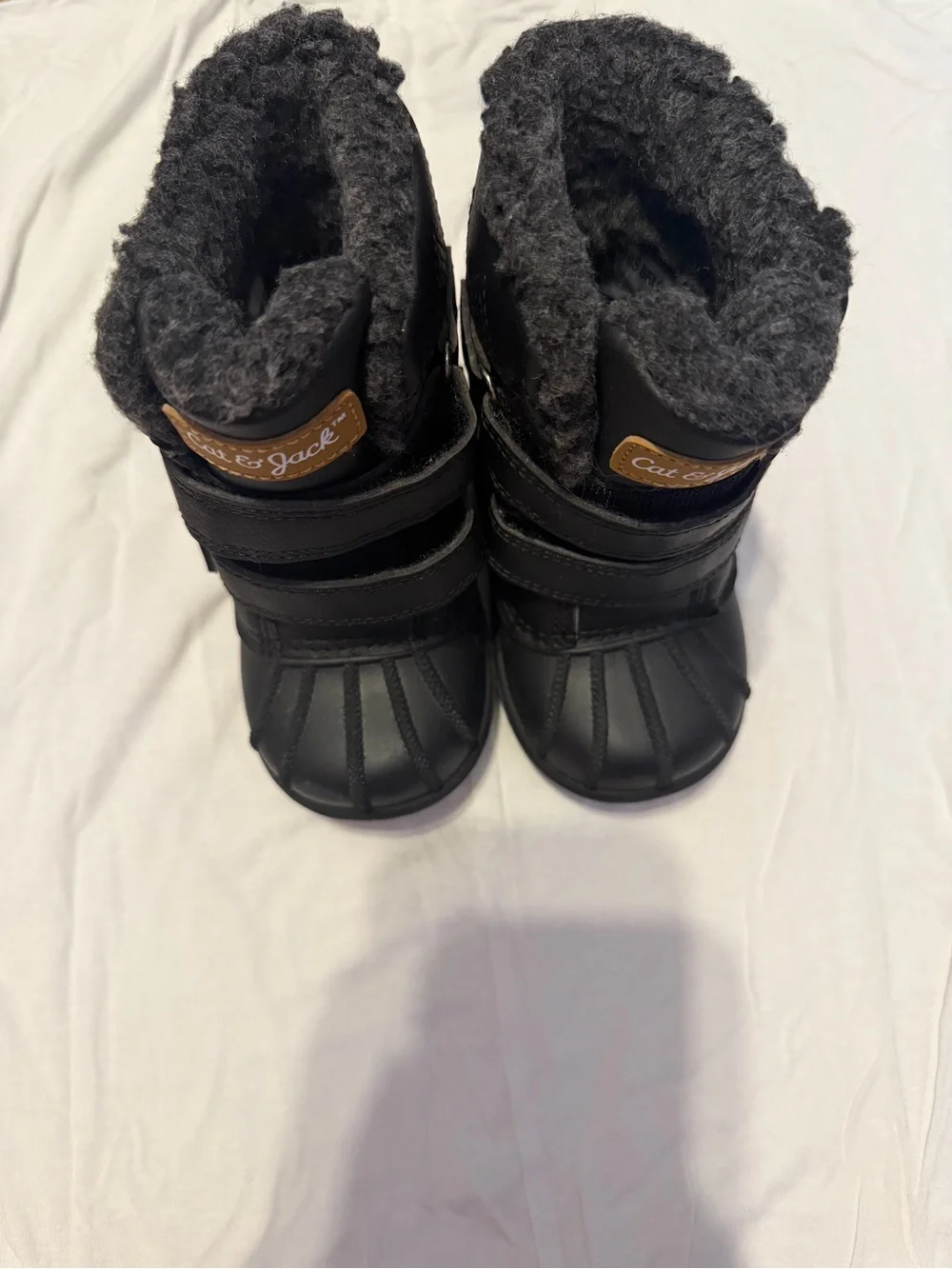 Cat & Jack Black Kids Winter Boots with Faux-Fur Lining